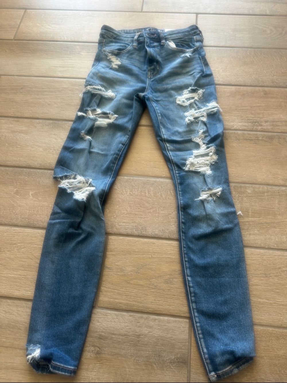 American Eagle Outfitters Ripped Skinny Jeans in Blue